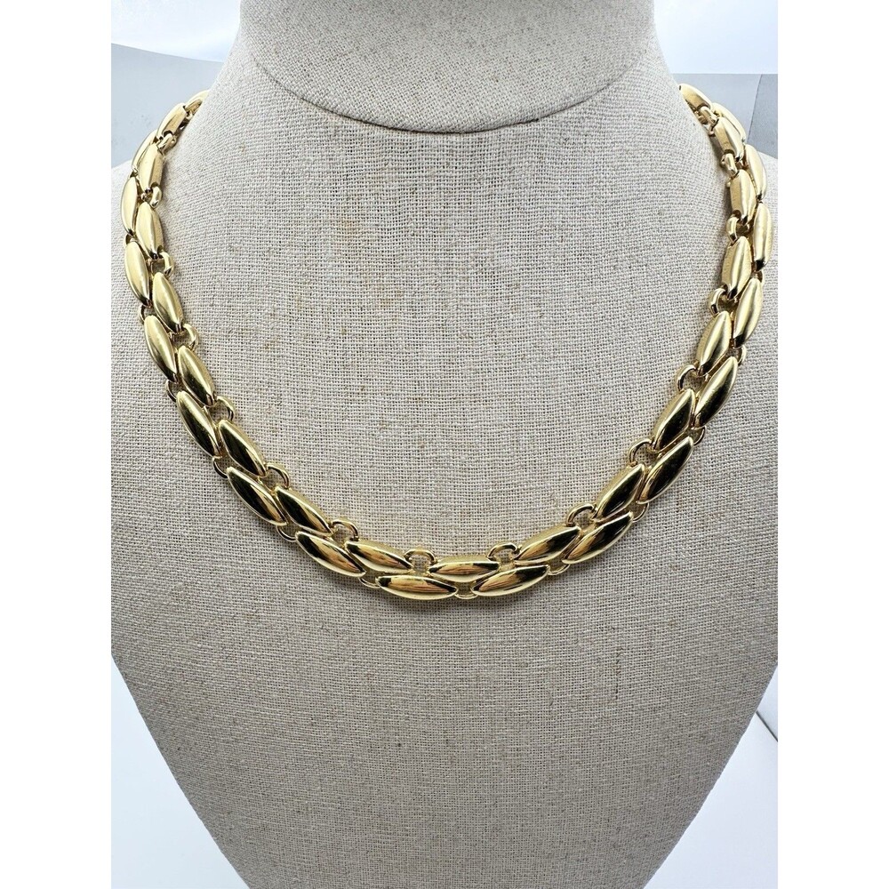 Gold Tone Polished Link Necklace 17.5”